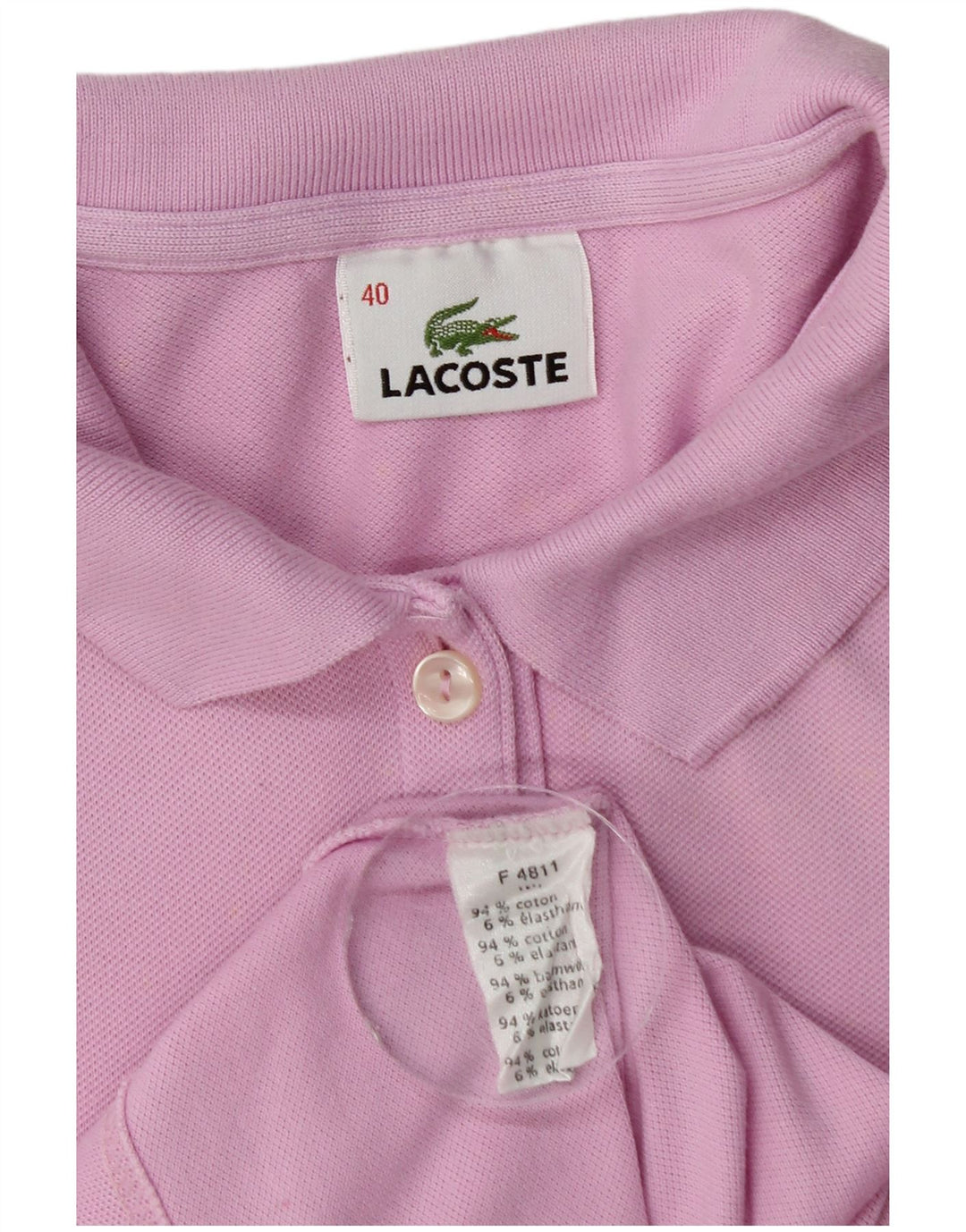 Lacoste Polo à manches longues femme taille 40 coton rose moyen