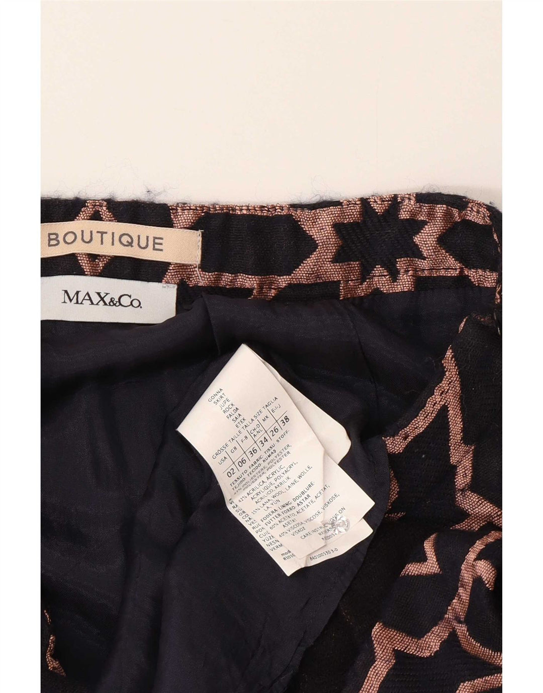 Max&Co. Mini-jupe Femme UK 6 XS W26 Bleu Marine Géométrique Polyester