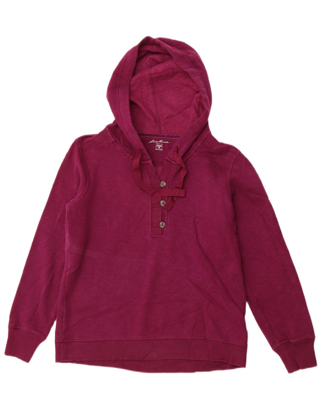 EDDIE BAUER Pull à capuche pour femme Petite col boutonné UK 14 Violet moyen