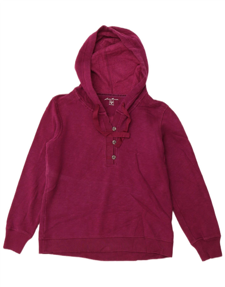 EDDIE BAUER Pull à capuche pour femme Petite col boutonné UK 14 Violet moyen