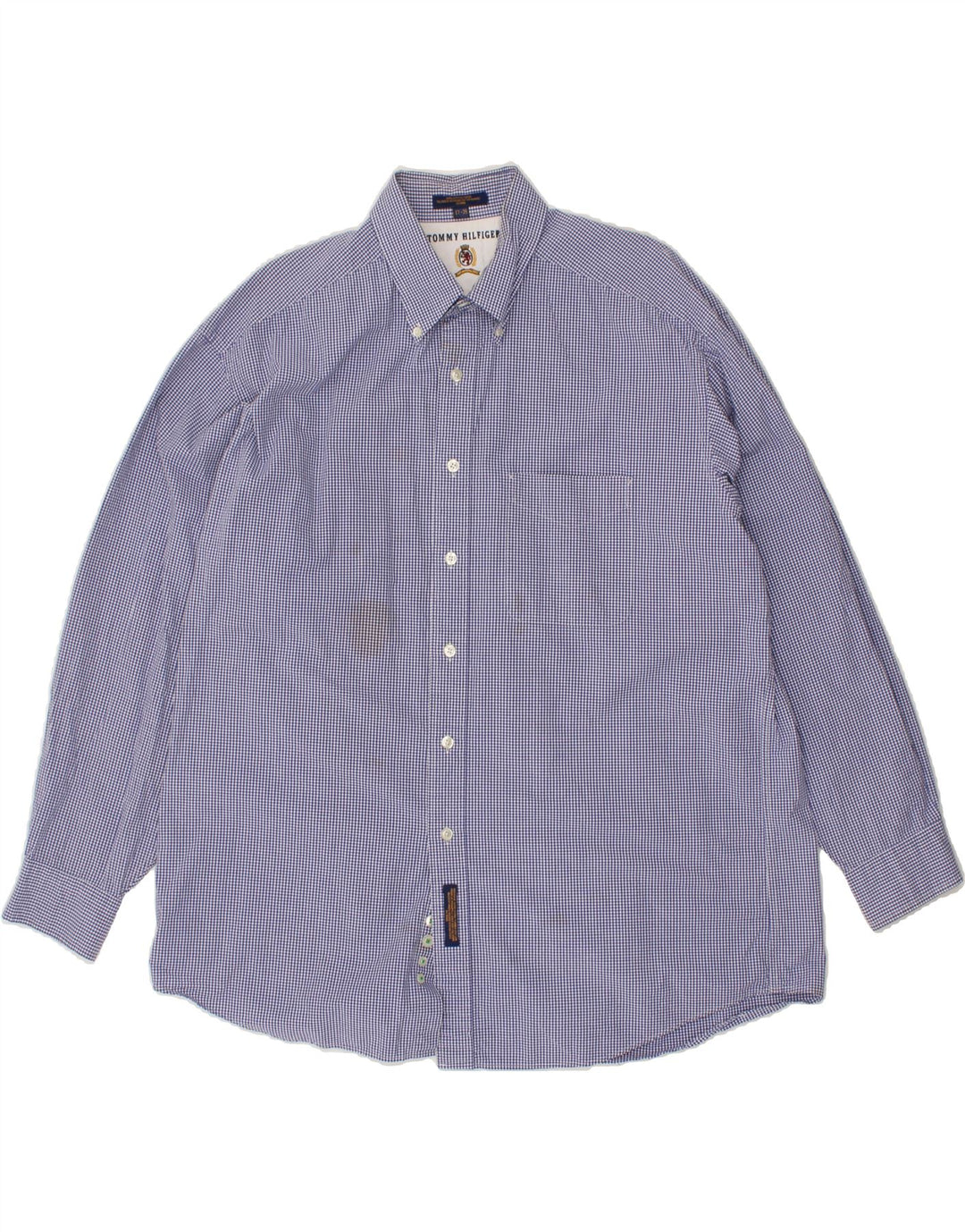 TOMMY HILFIGER Mens Shirt Size 17 XL Blue Check Cotton Vintage Tommy Hilfiger and Second-Hand Tommy Hilfiger from Messina Hembry 