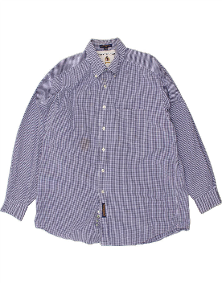 TOMMY HILFIGER Mens Shirt Size 17 XL Blue Check Cotton Vintage Tommy Hilfiger and Second-Hand Tommy Hilfiger from Messina Hembry 