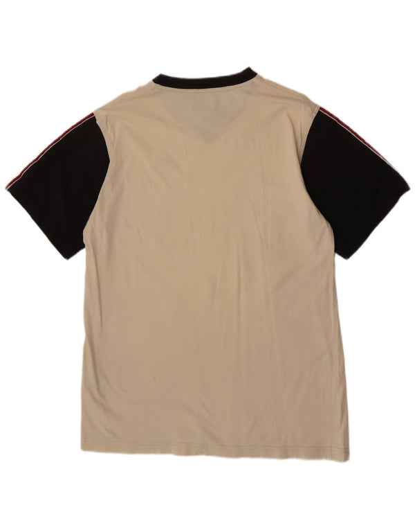 Kappa Homme T-Shirt Top Petit Beige Colorblock Coton