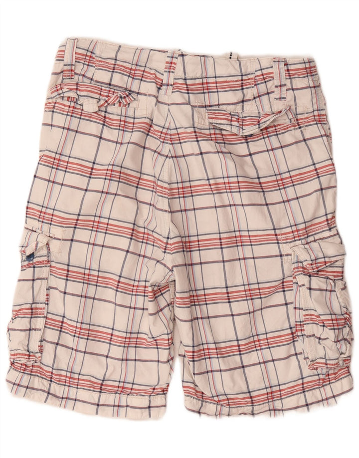 Nautica Short cargo pour homme W34 en coton à carreaux blancs