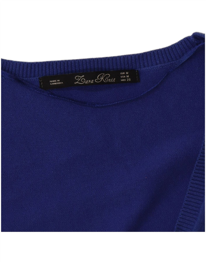 Zara Cardigan Femme Pull UK 12 Bleu Moyen