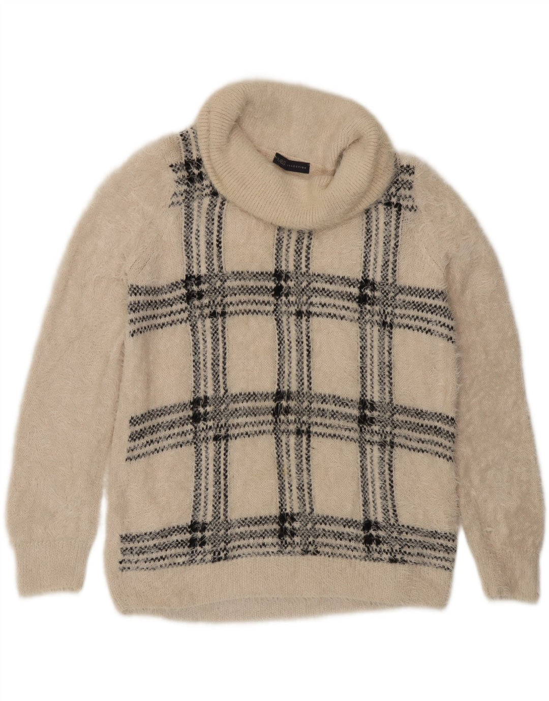 Marks & Spencer Pull col roulé pour femme UK 16 Grand carreaux beiges