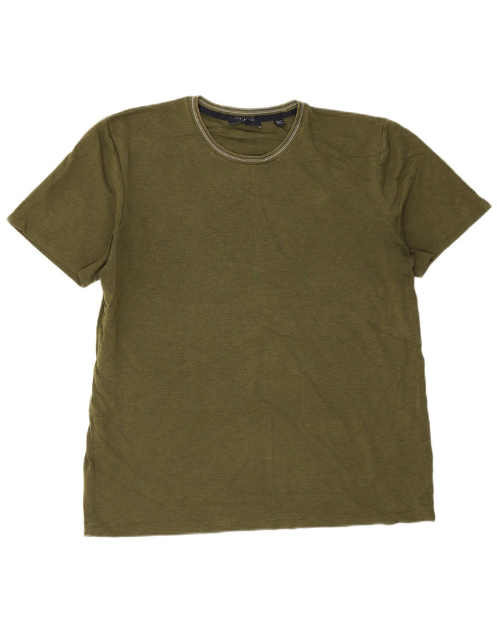 Ted Baker T-Shirt Homme Taille 4 Grand Kaki Coton
