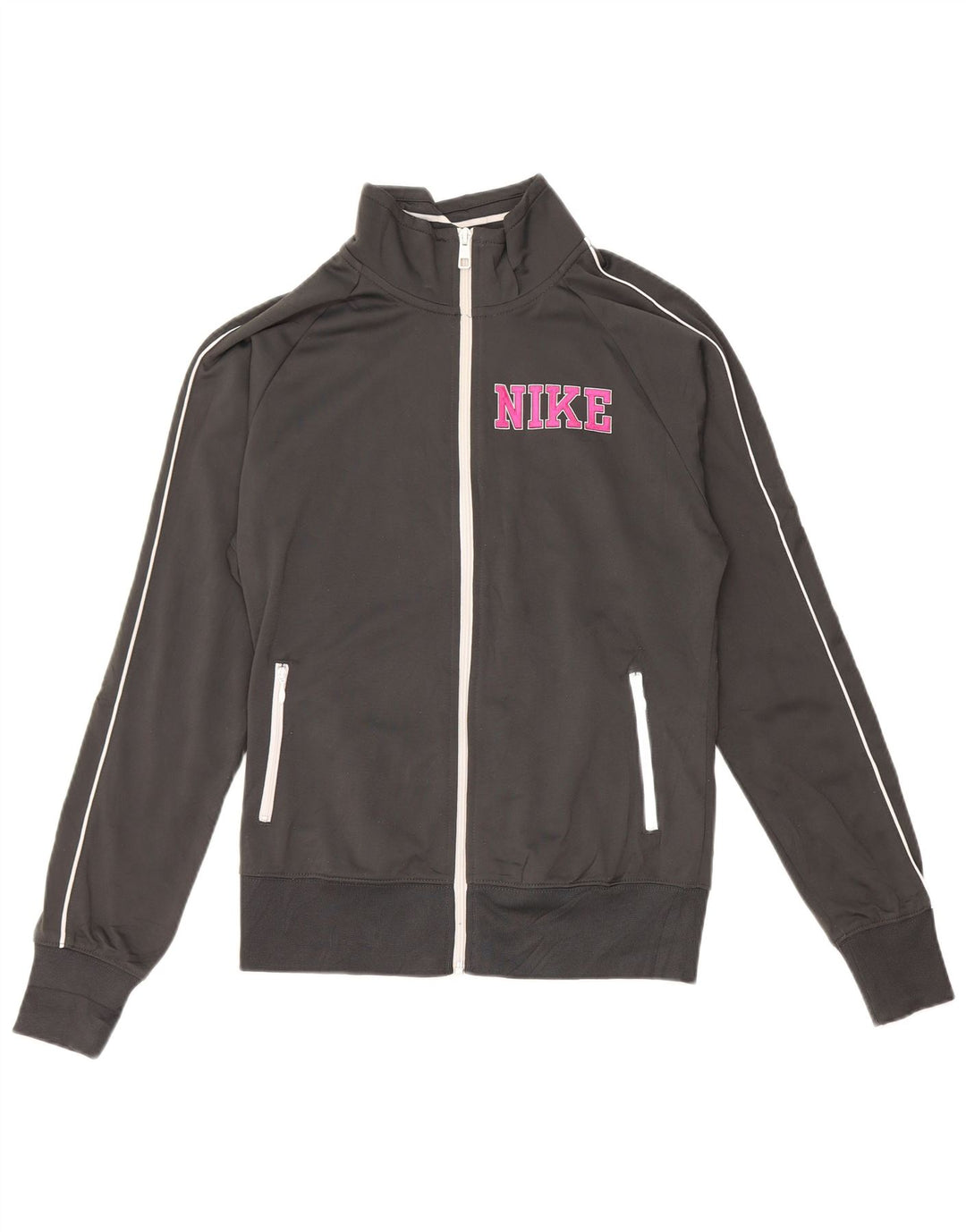 NIKE Veste de survêtement graphique pour femme UK 14 Gris moyen Polyester