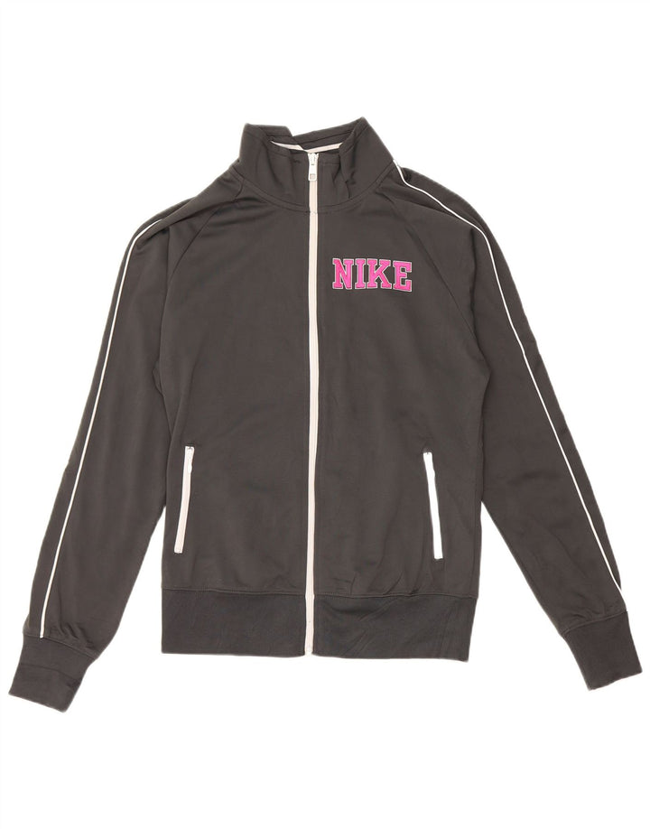 NIKE Veste de survêtement graphique pour femme UK 14 Gris moyen Polyester