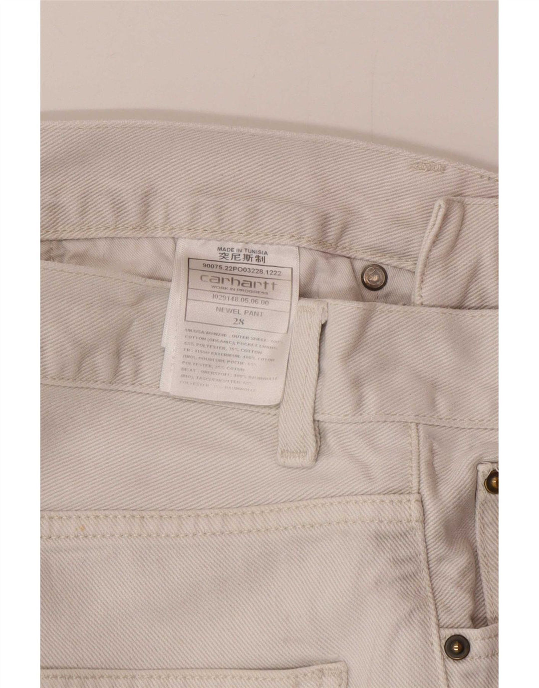 Carhartt Jean slim homme W28 L28 coton blanc