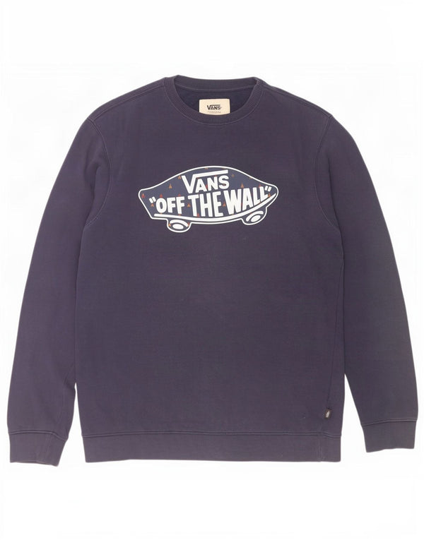 Vans Mens Graphic Sweatshirt Jumper Large Navy Blue Cotton