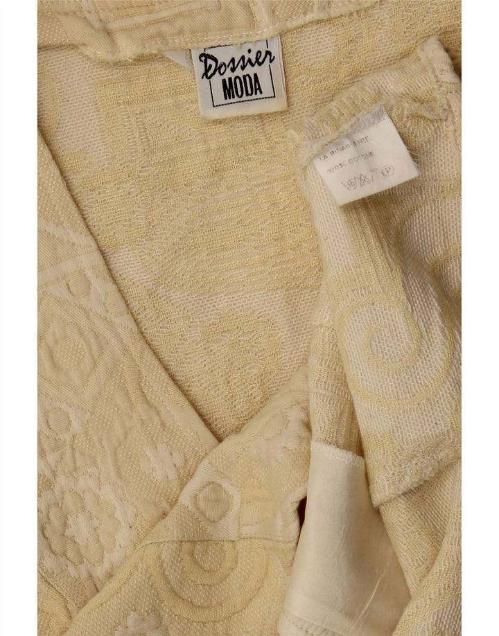 MODA DOSSIER Womens Waistcoat UK 12 Medium Beige Geometric Cotton Vintage Moda Dossier and Second-Hand Moda Dossier from Messina Hembry 