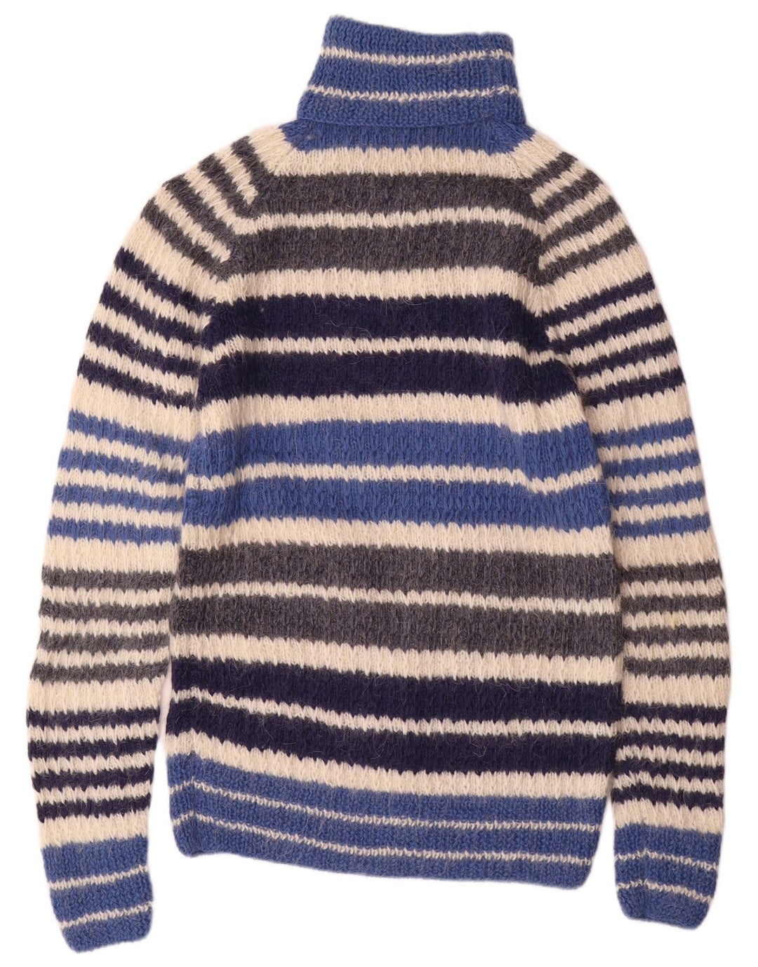 vintage Womens Roll Neck Jumper Pull UK 12 Moyen Multicolore Rayé