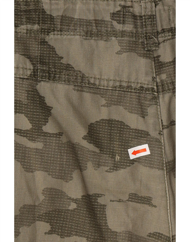 BENETTON Short Cargo Garçon 13-14 Ans 3XL W30 Kaki Camouflage Coton