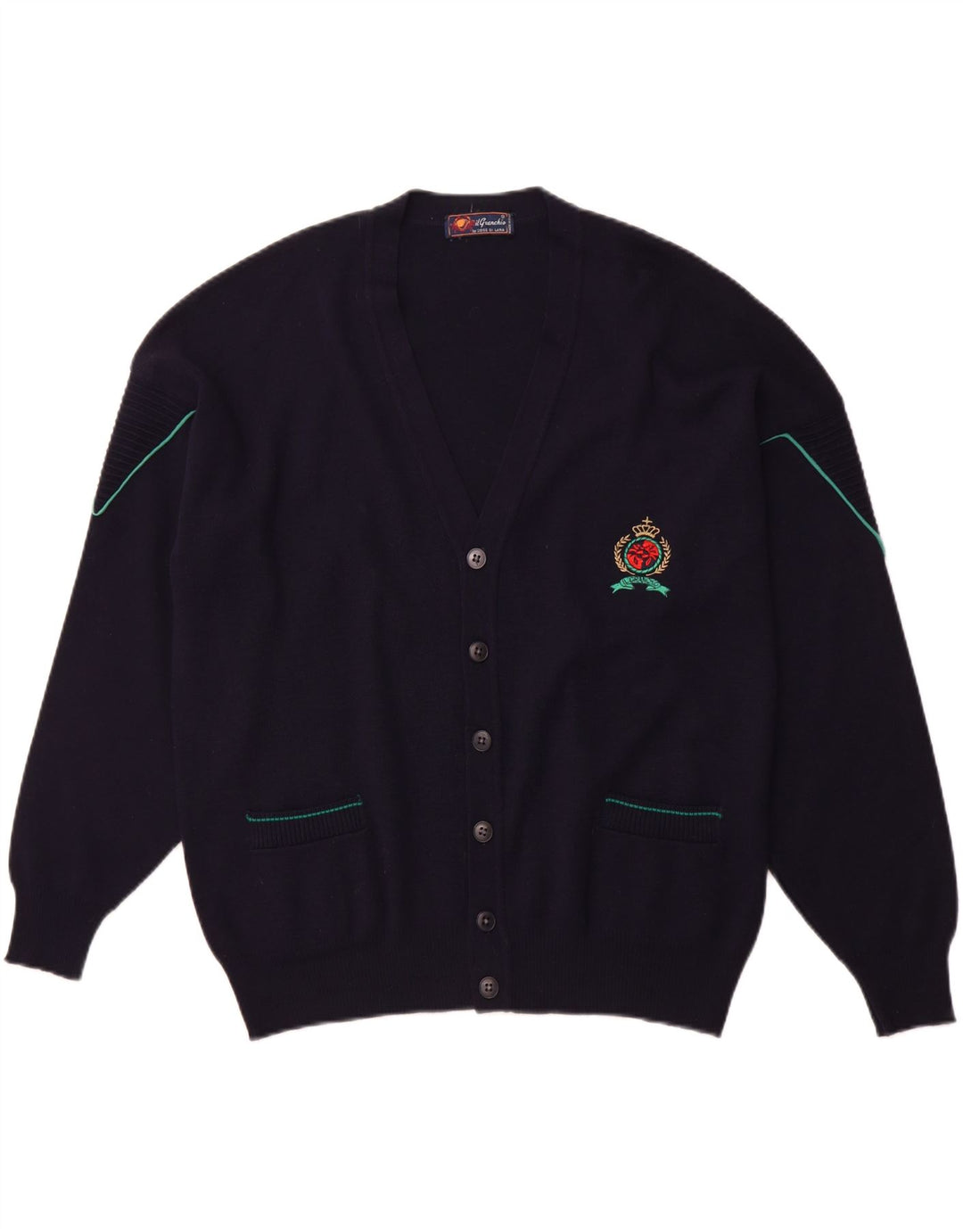 IL GRANCHIO Cardigan Homme Pull Large Bleu Marine Laine