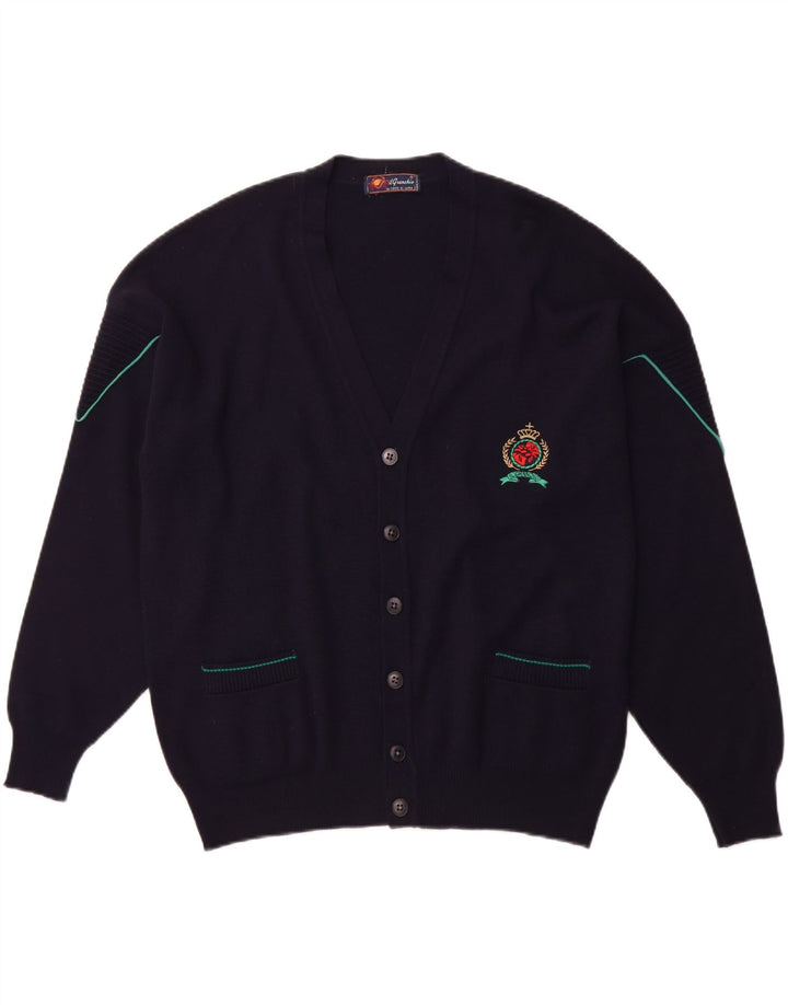 IL GRANCHIO Cardigan Homme Pull Large Bleu Marine Laine