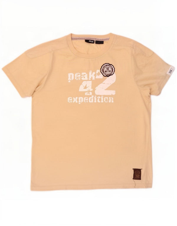 Fila Homme T-Shirt Graphique Haut Large Beige Coton
