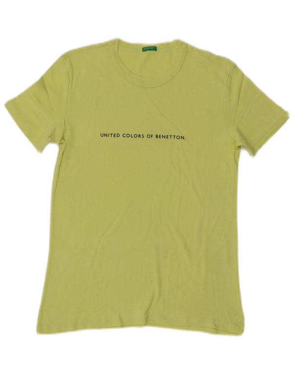 Benetton T-Shirt Graphique Femme UK 12 Coton Vert Moyen