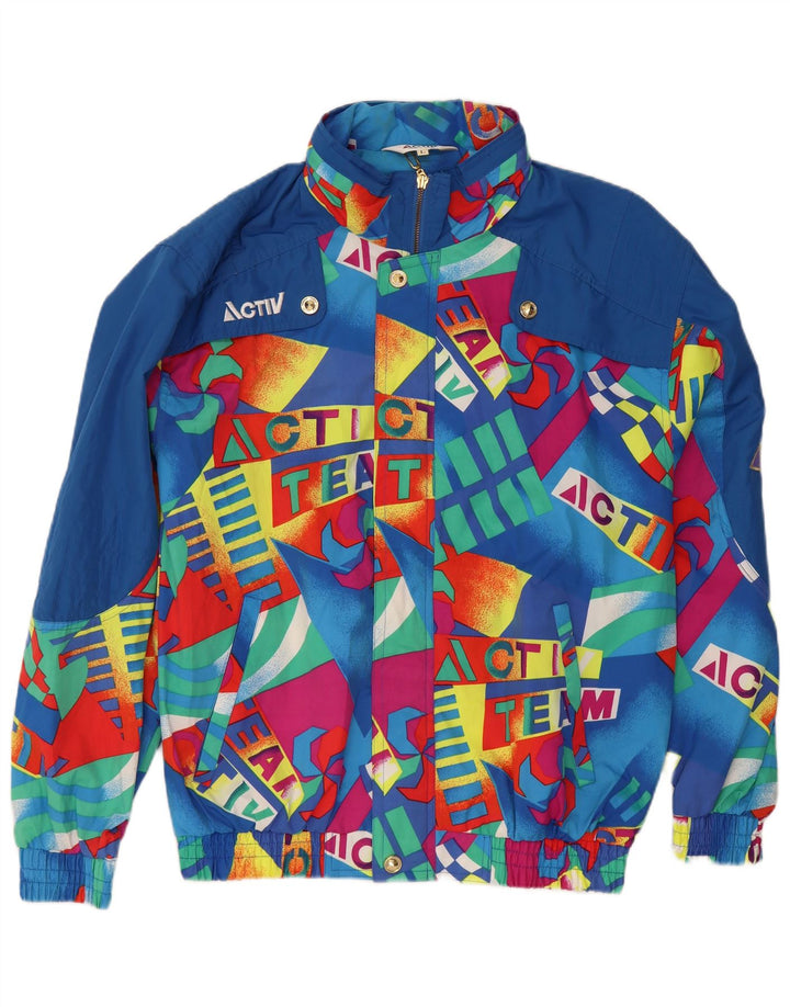 Active Mens Graphic Bomber Jacket UK 40 Large Bleu Colorblock