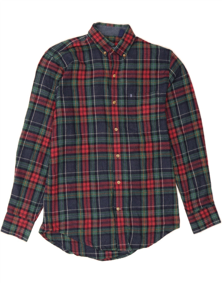 IZOD Mens Flannel Shirt Small Navy Blue Check Cotton Vintage Izod and Second-Hand Izod from Messina Hembry 