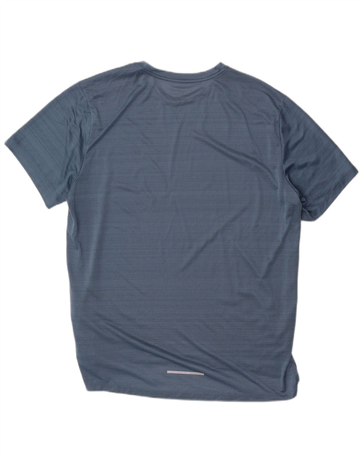 Nike Hommes Dri Fit T-Shirt Top XL Bleu Pinstripe Polyester