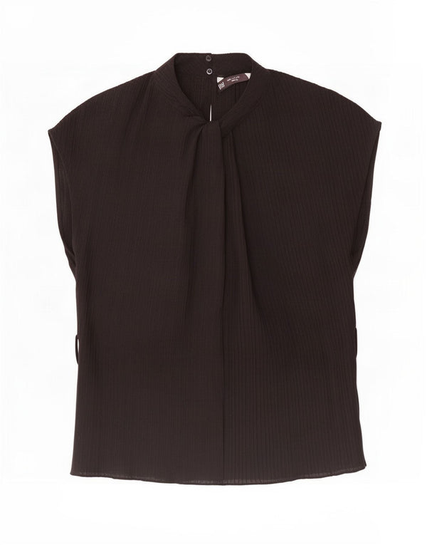 Zara Womens Sleeveless Oversized Blouse Top UK 10 Small Black Polyester