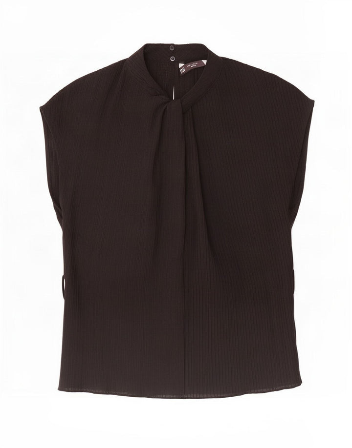 Zara Womens Sleeveless Oversized Blouse Top UK 10 Small Black Polyester