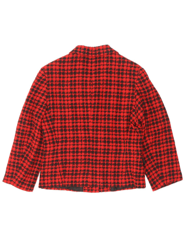 GB.PEDRINI Veste blazer à 4 boutons pour femme IT 44 à carreaux rouges moyens