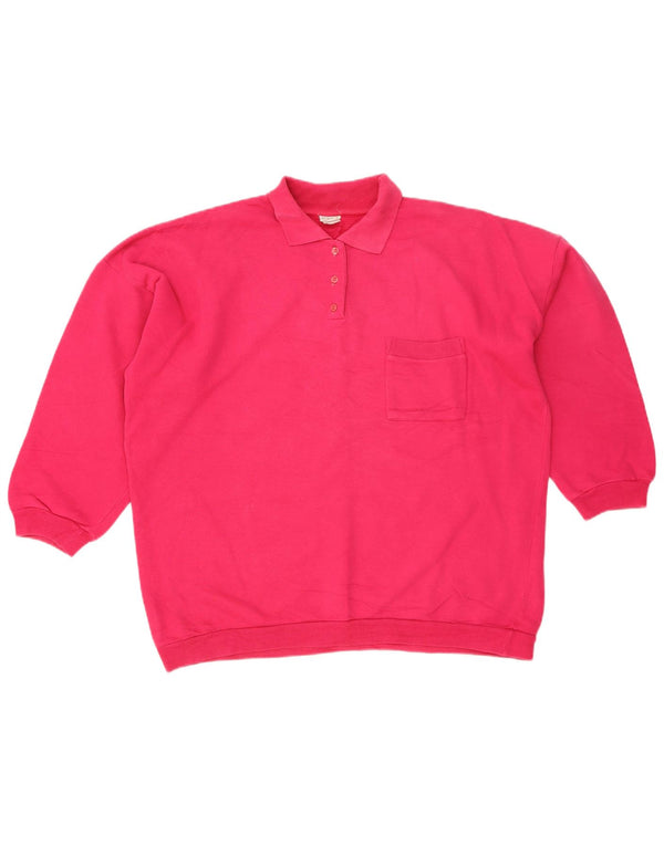 Benetton Sweat-shirt surdimensionné à col polo pour femme UK 10 Petit Rose