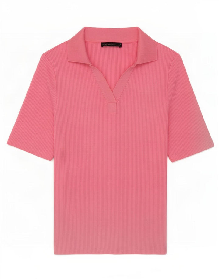 Marks & Spencer Polo Femme UK 12 Rose Moyen Polyester