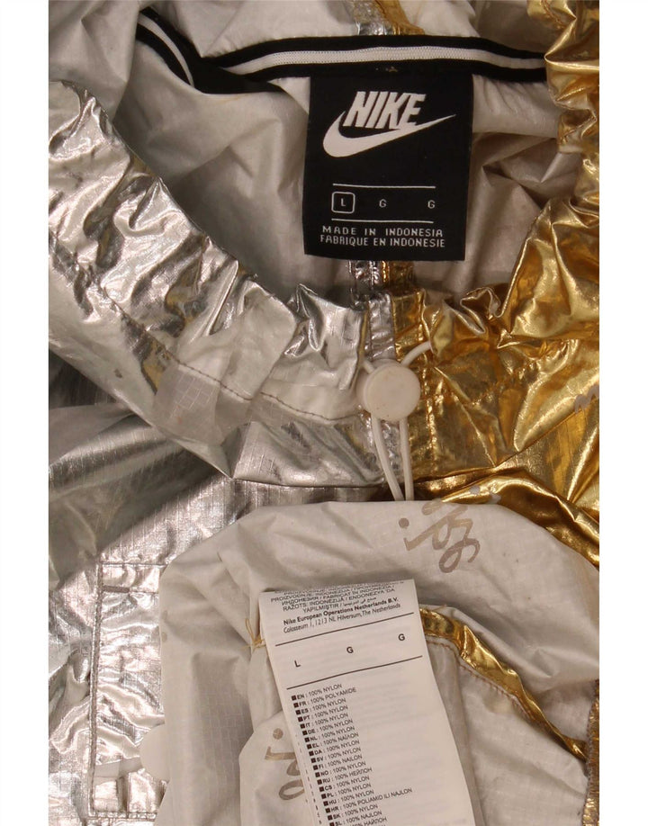 Nike Veste Anorak surdimensionnée graphique pour femme UK 16 Large Colorblock argenté