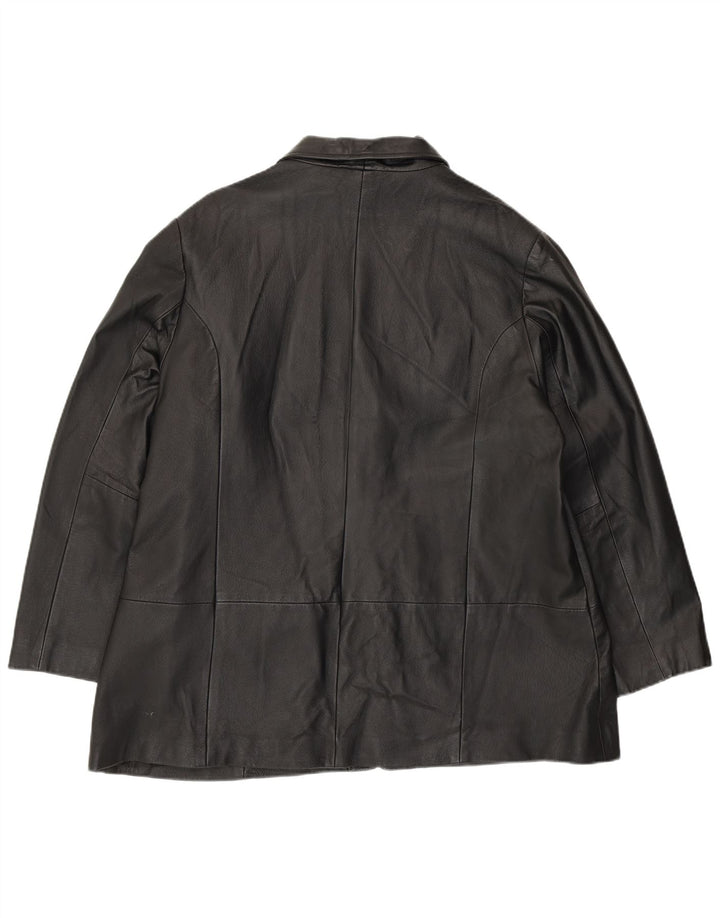Agenda Veste blazer en cuir à 3 boutons pour femme UK 24 4XL Cuir noir