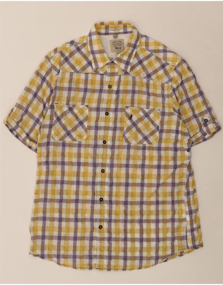 Marlboro Classics Chemise à manches courtes pour homme 2XL en coton vichy jaune