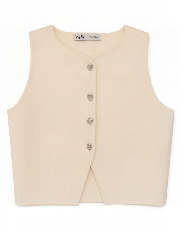 Zara Femme Gilet UK 8 Petit Blanc