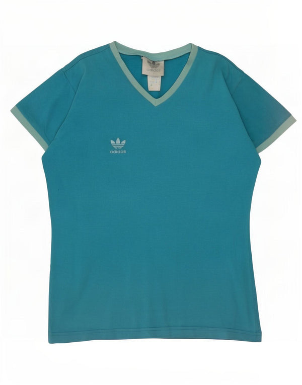 Adidas T-Shirt Femme Top UK 14 Grand Bleu Coton