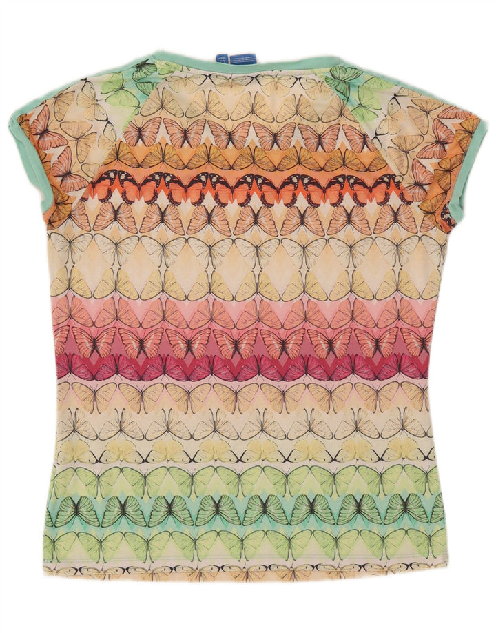 ADIDAS T-shirt graphique pour femme UK 12 Papillon multicolore moyen