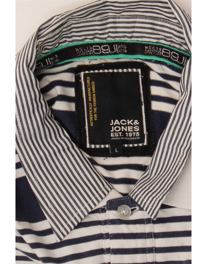 Jack & Jones Polo Homme Large Bleu Marine Rayé