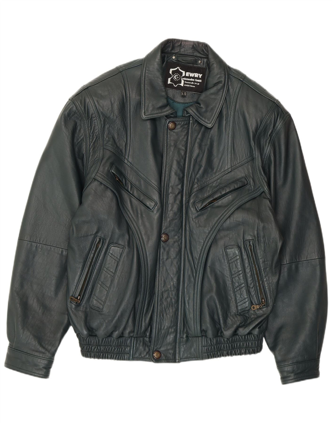 VINTAGE Veste en cuir homme EU 56 3XL Cuir vert