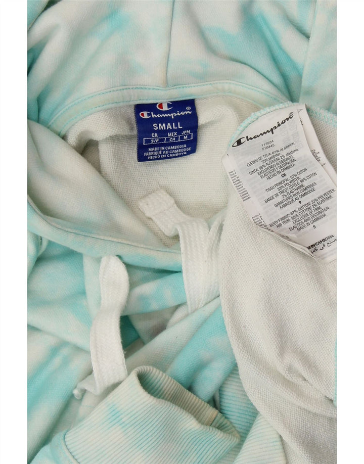 CHAMPION Pull à capuche surdimensionné pour femme UK 10 Petit Bleu Tie Dye Coton