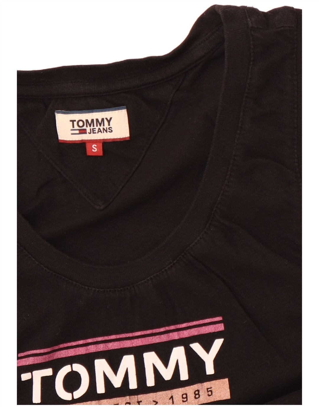 TOMMY HILFIGER Débardeur graphique pour femme UK 8 Small Noir