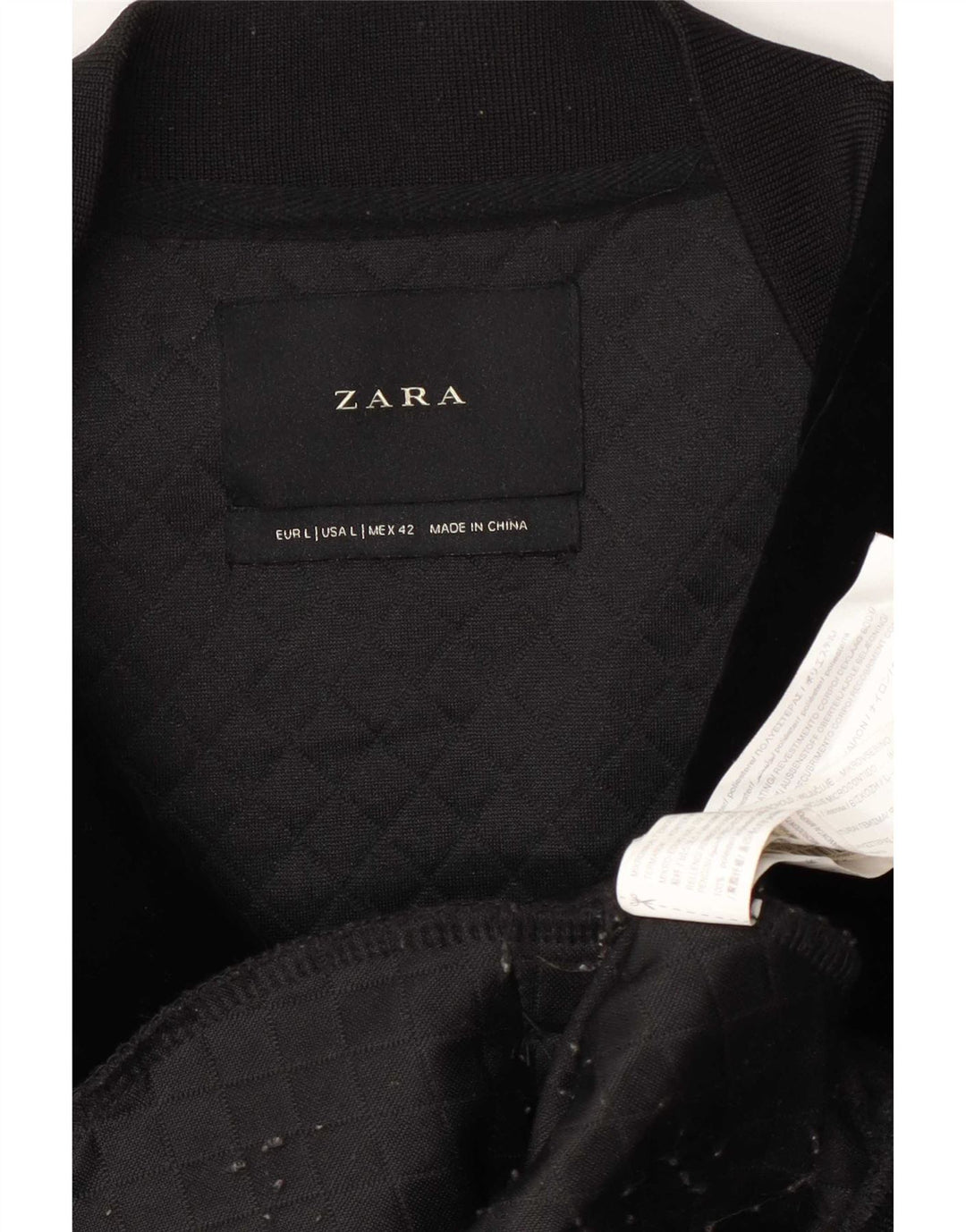 Zara Veste Bomber Homme UK 40 Large Noir Polyester
