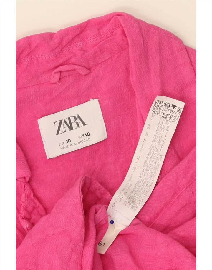 Zara Veste Blazer 2 Boutons Fille 9-10 Ans Lin Rose