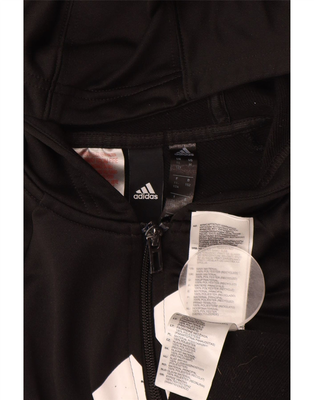 ADIDAS Pull à capuche zippé graphique pour filles 11-12 ans Noir Polyester