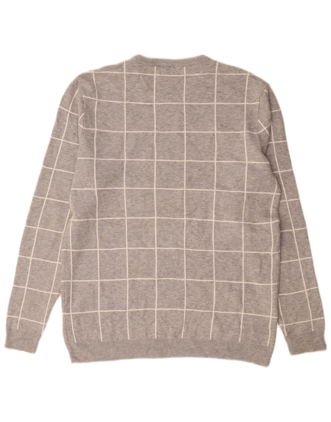 Zara Pull ras du cou pour homme XL en nylon à carreaux gris