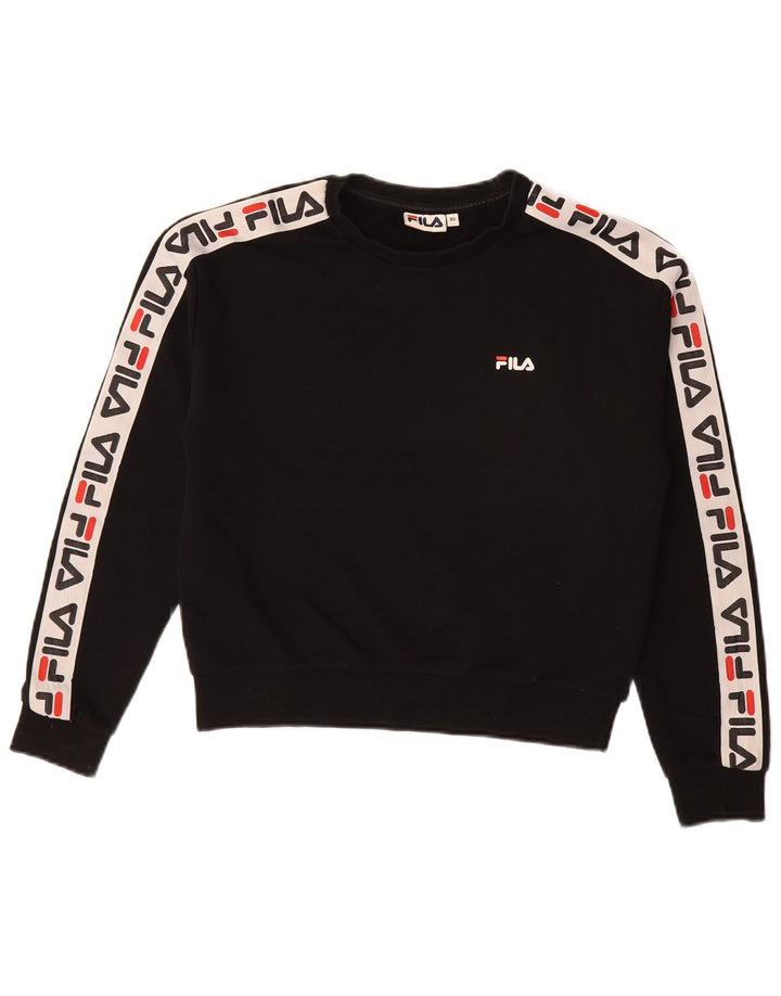 FILA Sweat-shirt surdimensionné graphique pour femme UK 6 XS Noir Colourblock