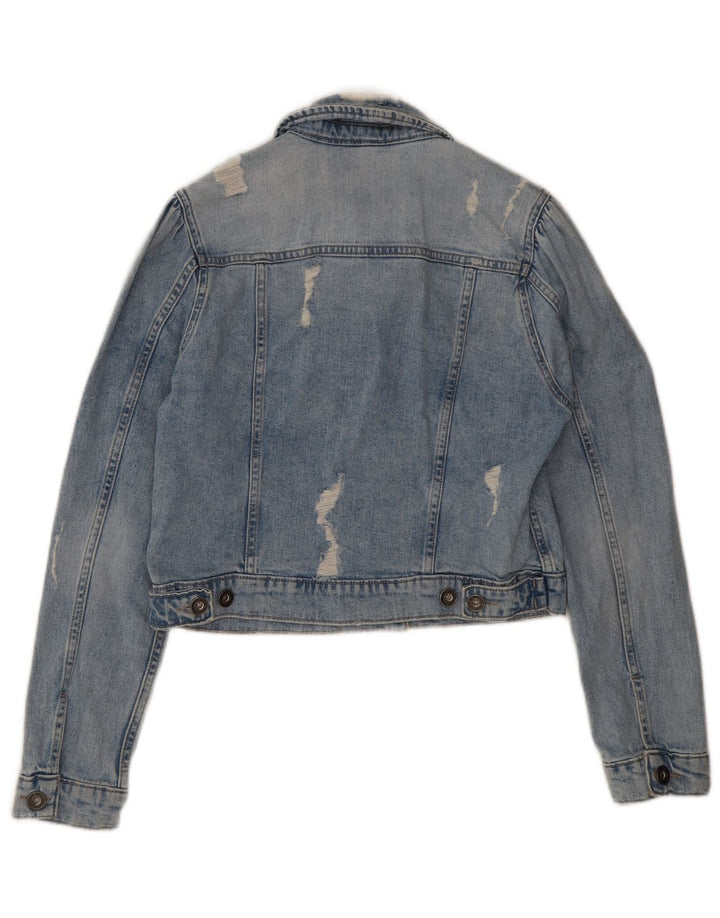 Dkny Veste en jean effet vieilli pour femme UK 14 Bleu moyen Coton