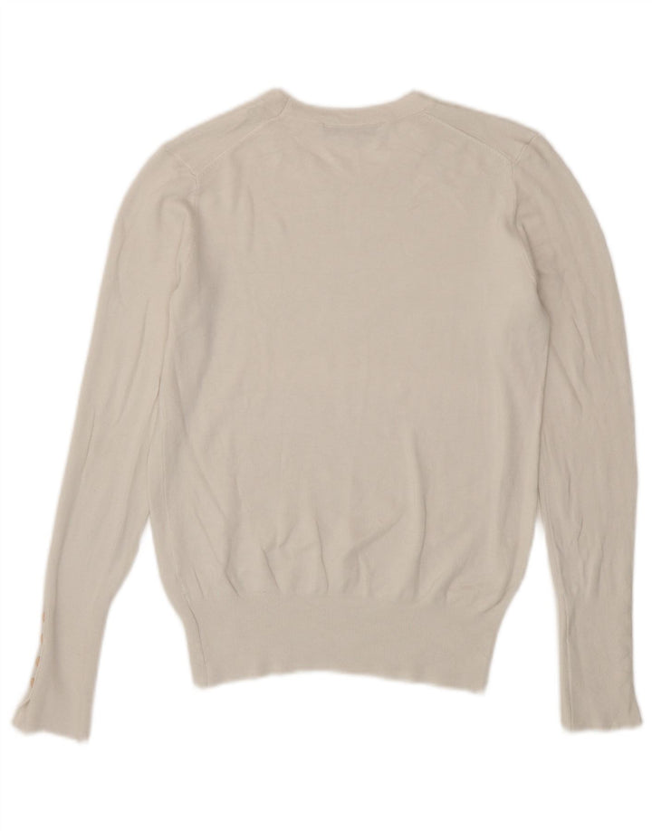 Zara Pull à col rond pour femme UK 12 Blanc moyen