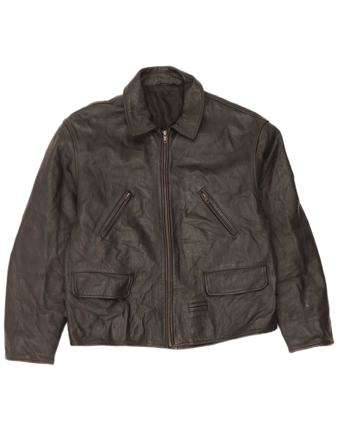 veste en cuir homme vintage UK 36 Petit Noir