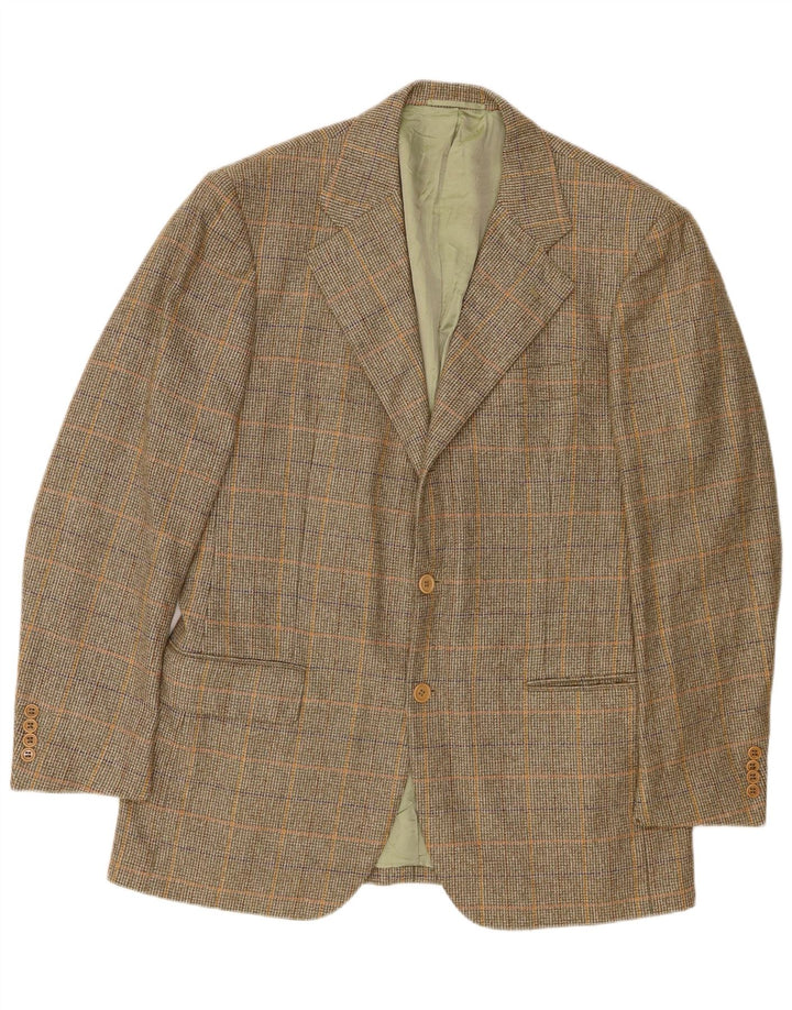 Abla Veste Blazer 2 Boutons Homme IT 50 Large Vert Pied-de-Poule Laine