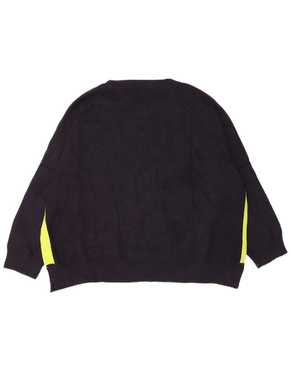 Zara Femme Pull Col Bateau UK 10 Petit Bleu Marine Colorblock